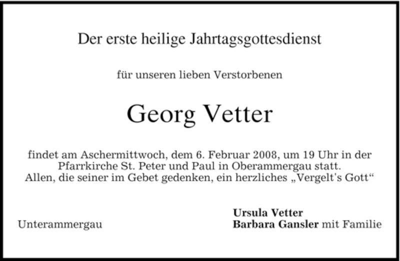 Traueranzeigen Von Georg Vetter Trauer Merkur De