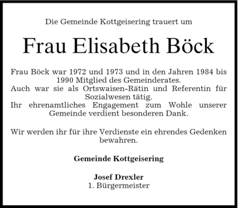 Traueranzeigen Von Elisabeth B Ck Trauer Merkur De