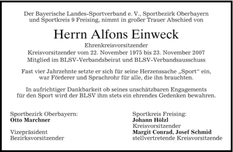 Traueranzeigen Von Alfons Einweck Trauer Merkur De