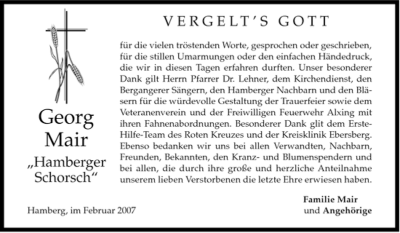 Traueranzeigen Von Georg Mair Trauer Merkur De