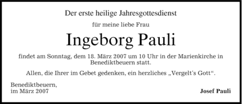 Traueranzeigen Von Ingeborg Pauli Trauer Merkur De