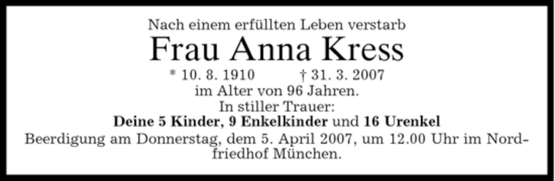 Traueranzeigen Von Anna Kress Trauer Merkur De