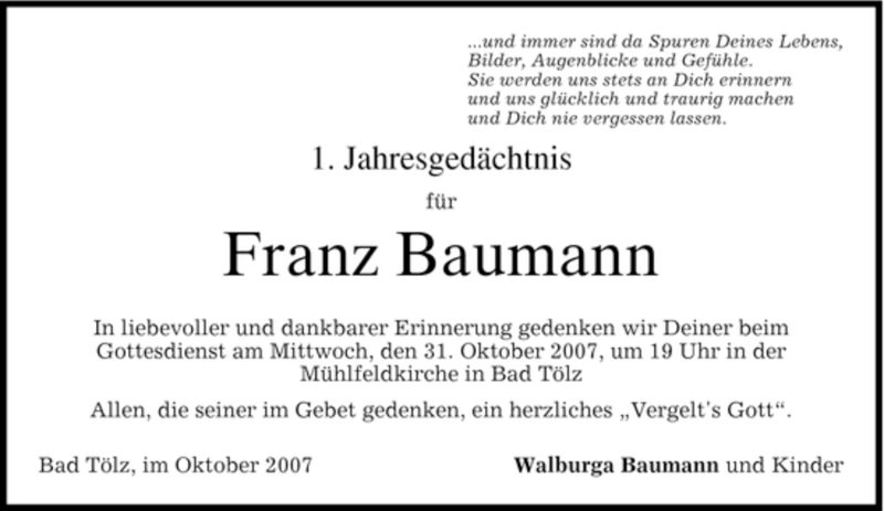 Traueranzeigen Von Franz Baumann Trauer Merkur De