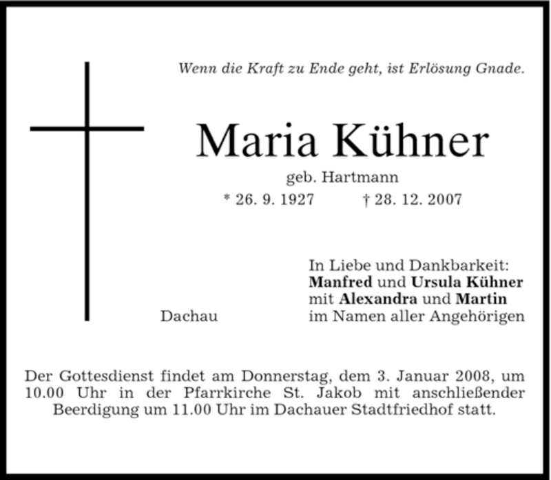 Traueranzeigen Von Maria K Hner Trauer Merkur De