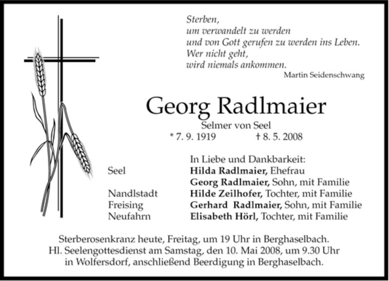 Traueranzeigen Von Georg Radlmaier Trauer Merkur De