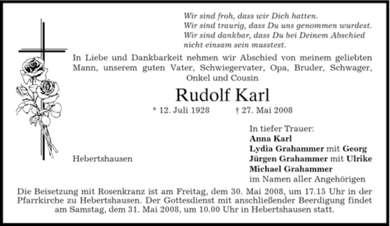 Traueranzeigen Von Rudolf Karl Trauer Merkur De