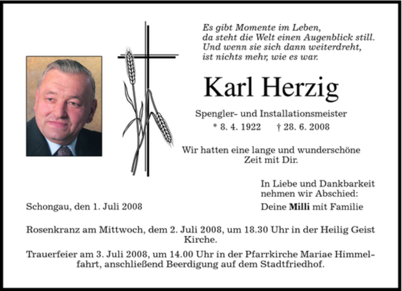 Traueranzeigen Von Karl Herzig Trauer Merkur De