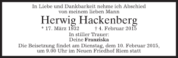 Traueranzeigen Von Herwig Hackenberg Trauer Merkur De