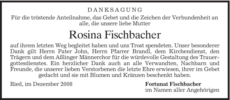 Traueranzeigen Von Rosina Fischbacher Trauer Merkur De