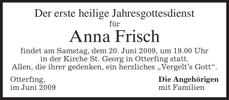 Traueranzeigen Von Anna Frisch Trauer Merkur De