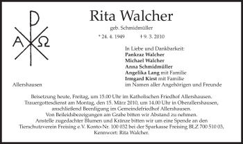 Traueranzeigen Von Rita Walcher Trauer Merkur De