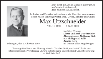 Traueranzeigen Von Max Utzschneider Trauer Merkur De