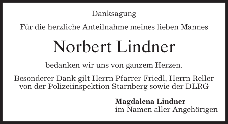 Traueranzeigen Von Norbert Lindner Trauer Merkur De