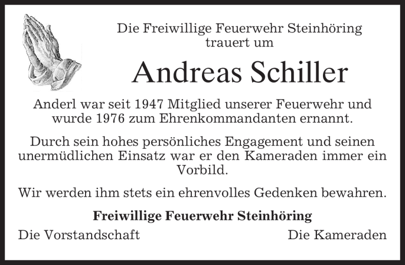 Traueranzeigen Von Andreas Schiller Trauer Merkur De