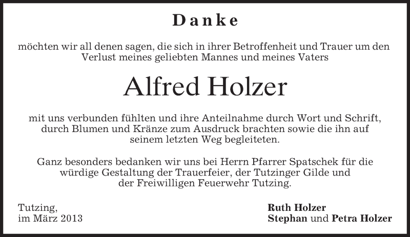 Traueranzeigen Von Alfred Holzer Trauer Merkur De