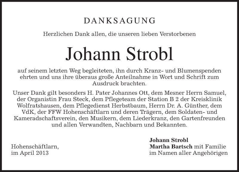 Traueranzeigen Von Johann Strobl Trauer Merkur De