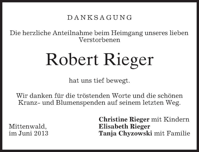 Traueranzeigen Von Robert Rieger Trauer Merkur De