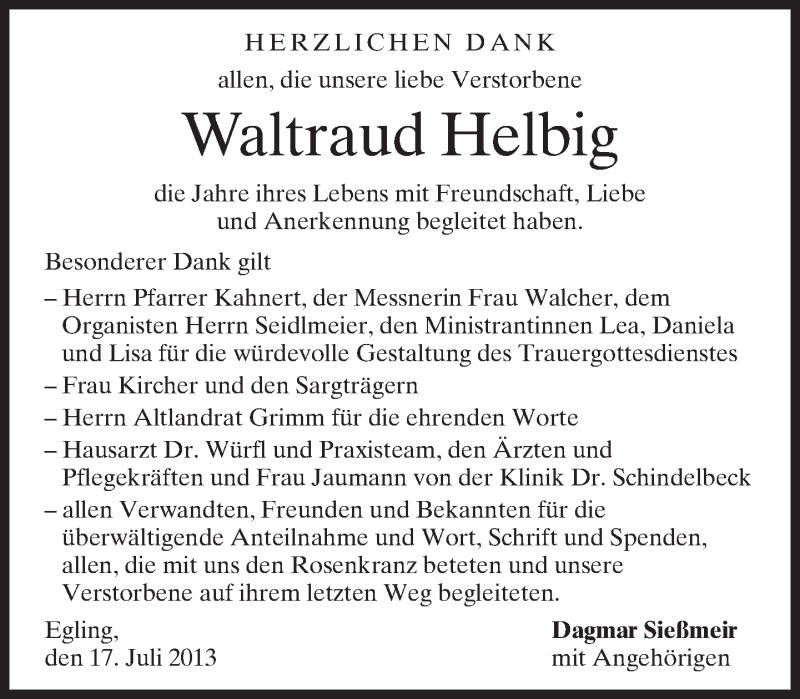 Traueranzeigen Von Waltraud Helbig Trauer Merkur De