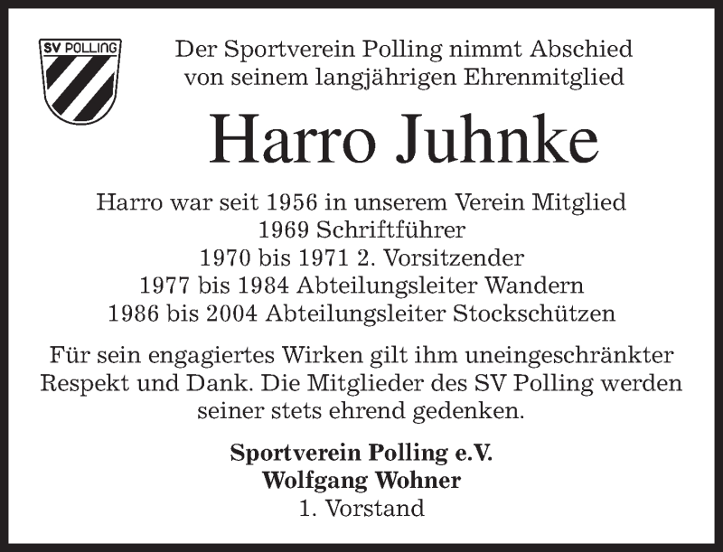 Traueranzeigen Von Harro Juhnke Trauer Merkur De