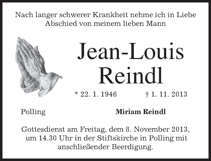 Traueranzeigen Von Jean Louis Reindl Trauer Merkur De