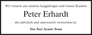 Traueranzeigen Von Peter Erhardt Trauer Merkur De