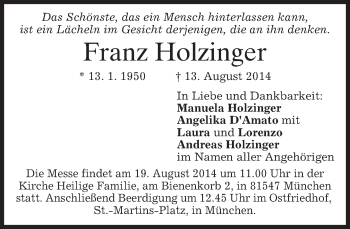 Traueranzeigen Von Franz Holzinger Trauer Merkur De