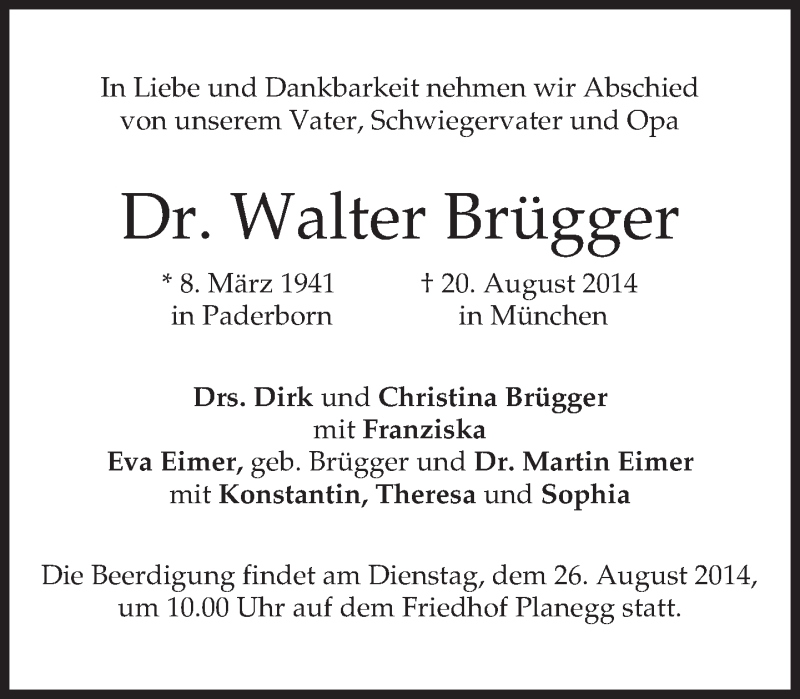 Traueranzeigen Von Walter Br Gger Trauer Merkur De