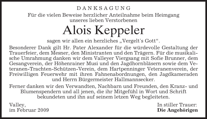 Traueranzeigen Von Alois Keppeler Trauer Merkur De