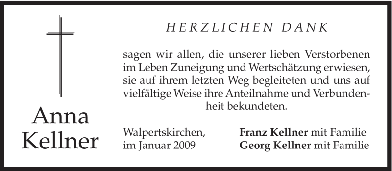 Traueranzeigen Von Anna Kellner Trauer Merkur De