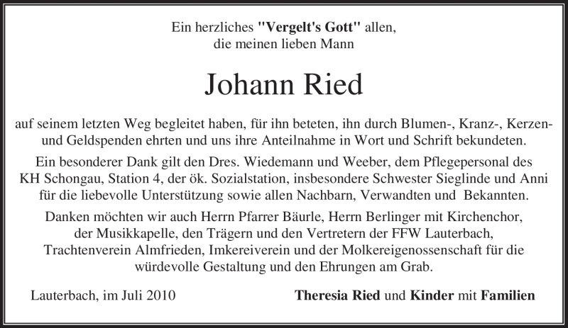 Traueranzeigen Von Johann Ried Trauer Merkur De