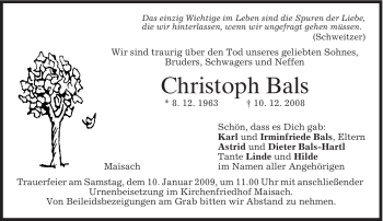 Traueranzeigen Von Christoph Bals Trauer Merkur De