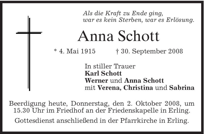 Traueranzeigen Von Anna Schott Trauer Merkur De