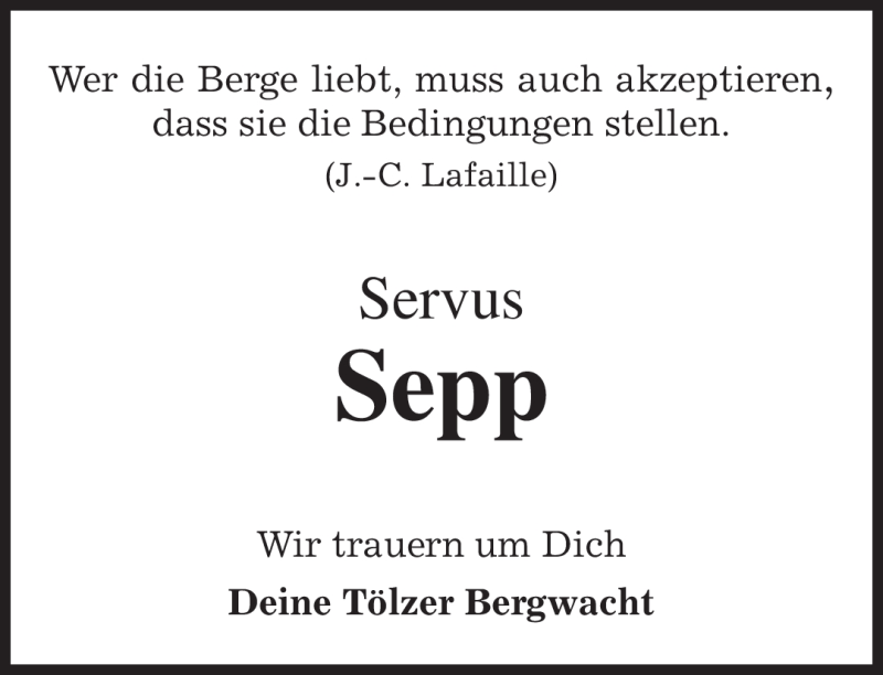 Traueranzeigen Von Sepp Strobl Trauer Merkur De