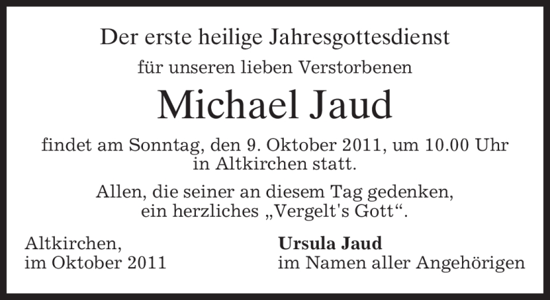 Traueranzeigen Von Michael Jaud Trauer Merkur De