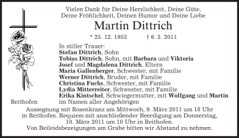 Traueranzeigen Von Martin Dittrich Trauer Merkur De