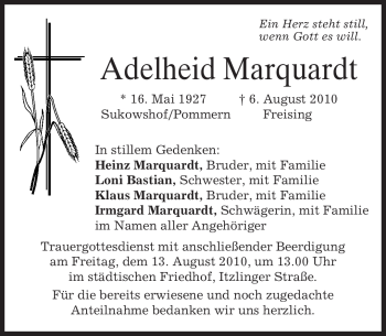 Traueranzeigen Von Adelheid Marquardt Trauer Merkur De