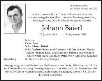 Traueranzeigen Von Johann Baierl Trauer Merkur De