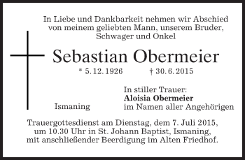 Traueranzeigen Von Sebastian Obermeier Trauer Merkur De