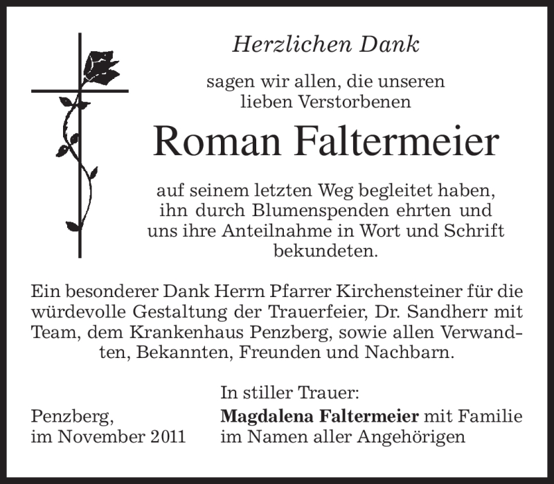 Traueranzeigen Von Roman Faltermeier Trauer Merkur De