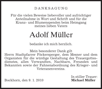 Traueranzeigen von Adolf Müller trauer merkur de