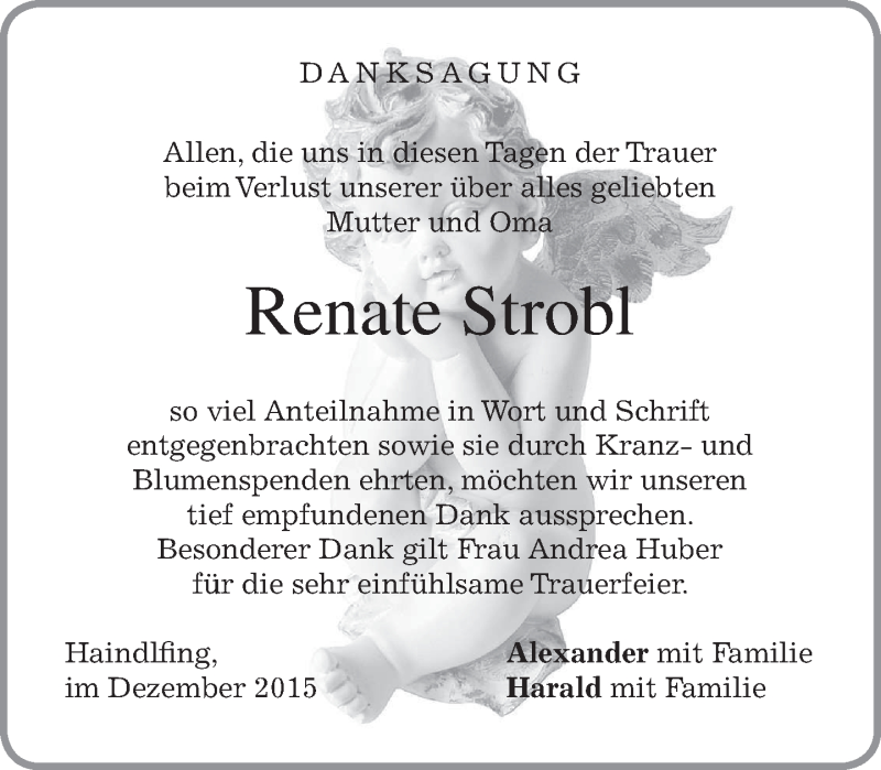 Traueranzeigen Von Renate Strobl Trauer Merkur De