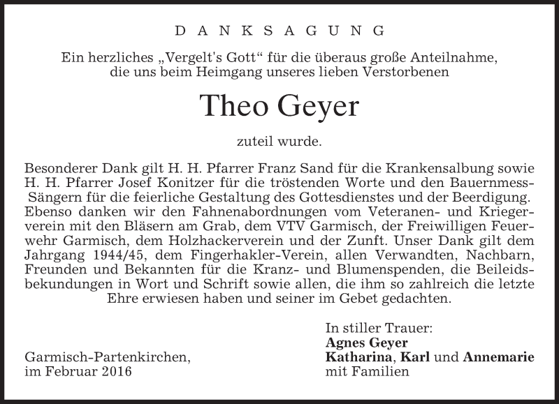 Traueranzeigen Von Theo Geyer Trauer Merkur De