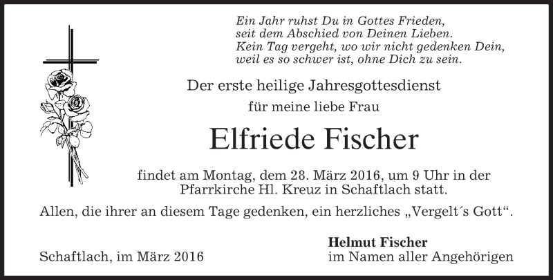 Traueranzeigen Von Elfriede Fischer Trauer Merkur De