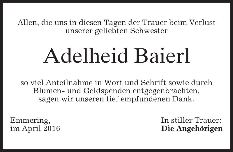 Traueranzeigen Von Adelheid Baierl Trauer Merkur De