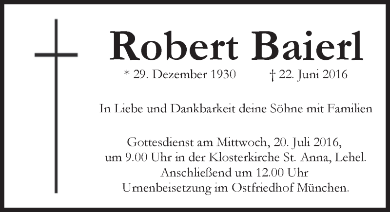 Traueranzeigen Von Robert Baierl Trauer Merkur De