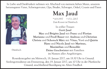 Traueranzeigen Von Max Jaud Trauer Merkur De