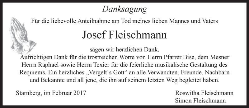 Traueranzeigen Von Josef Fleischmann Trauer Merkur De