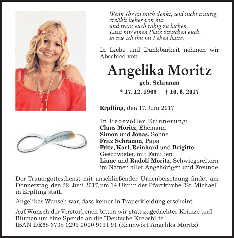 Traueranzeigen Von Angelika Moritz Trauer Merkur De