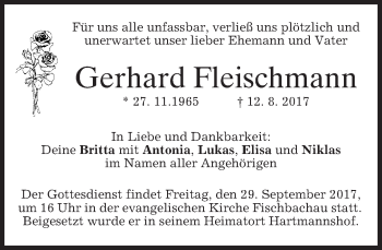 Traueranzeigen Von Gerhard Fleischmann Trauer Merkur De