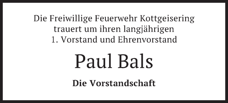 Traueranzeigen Von Paul Bals Trauer Merkur De